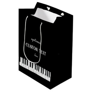 Piano-toetsenbord en aanpasbare tekst zwart-wit medium cadeauzakje