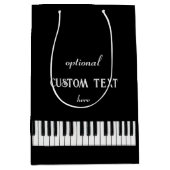 Piano-toetsenbord en aanpasbare tekst zwart-wit medium cadeauzakje (Voorkant)
