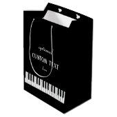 Piano-toetsenbord en aanpasbare tekst zwart-wit medium cadeauzakje (Achterkant Gekanteld)