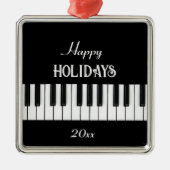 Piano-toetsenbord en aanpasbare tekst zwart-wit metalen ornament (Voorkant)