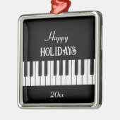 Piano-toetsenbord en aanpasbare tekst zwart-wit metalen ornament (Links)