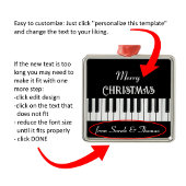 Piano-toetsenbord en aanpasbare tekst zwart-wit metalen ornament