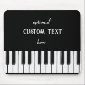 Piano-toetsenbord en aanpasbare tekst zwart-wit muismat (Voorkant)