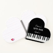 Piano-toetsenbord en aanpasbare tekst zwart-wit notitieboek (Binnen)