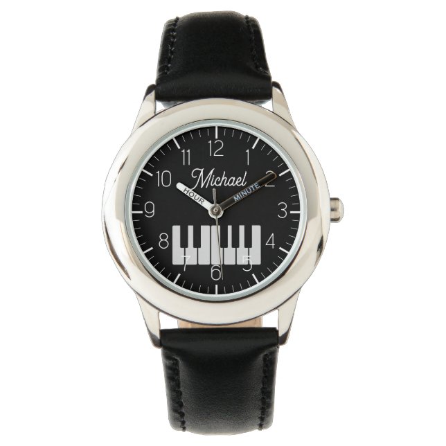 Piano Toetsenbord Gepersonaliseerde muzikant Horloge (Voorkant)