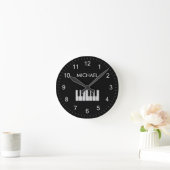 Piano Toetsenbord Gepersonaliseerde muzikant zwart Ronde Klok (Huis)