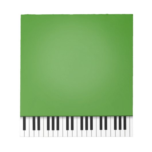 Piano-toetsenbord met groene 5,5x6-muziek notitieblok (Voorkant)