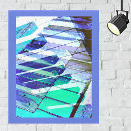 Piano Toetsenbord Muziek Blauw Groen Muziekinstrum Canvas Afdruk