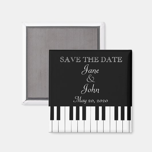 Piano Toetsenbord Muziek Bruiloft De datum opslaan Magneet (Voorkant / Achterkant)