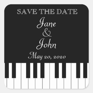 Piano Toetsenbord Muziek Bruiloft De datum opslaan Vierkante Sticker