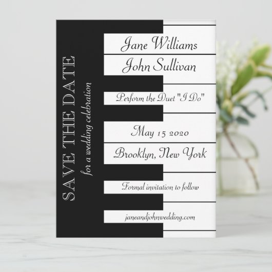 Piano Toetsenbord Muziek Bruiloft Opslaan De Datum Save The Date (Staand voorkant)