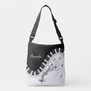 Piano Toetsenbord Muziek Ontwerp  met Naam Crossbody Tas