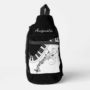 Piano Toetsenbord Muziek Ontwerp  met Naam Sling Bag
