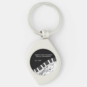 Piano Toetsenbord Muziek Ontwerp Twee Lijnen Zakel Sleutelhanger