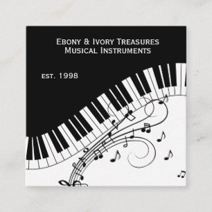 Piano Toetsenbord Muziek Ontwerp Twee Lijnen Zakel Vierkante Visitekaartje