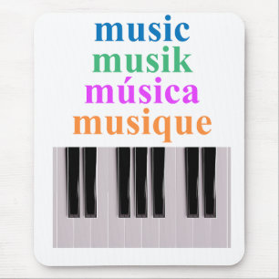 Piano Toetsenbord Muziek Tekst in Meerdere Talen Muismat