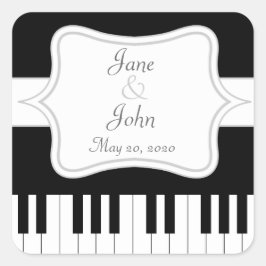 Piano Toetsenbord Muziek Trouwgunst Vierkante Sticker