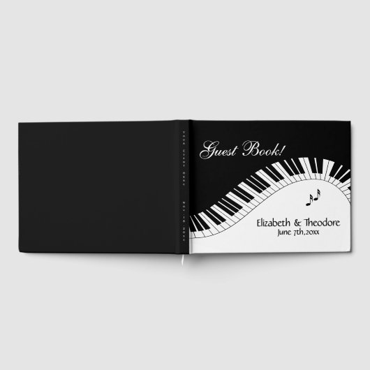 Piano Toetsenbord Muziek Trouwnamen Datum Voorkant Gastenboek (Volledig)