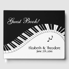 Piano Toetsenbord Muziek Trouwnamen Datum Voorkant Gastenboek