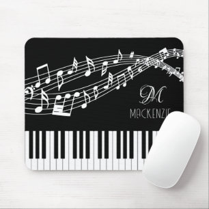 Piano Toetsenbord Muzieknoten Monogram Aangepaste  Muismat