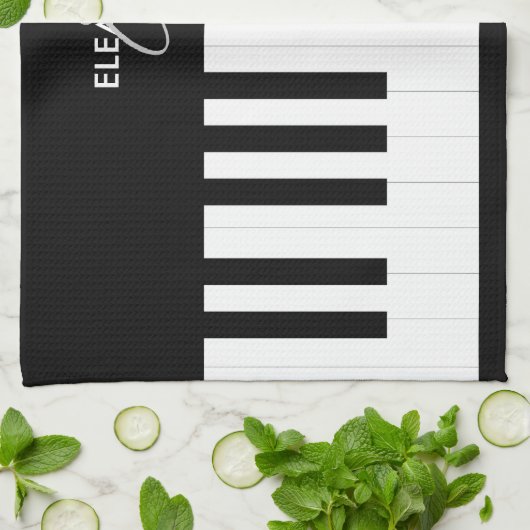 Piano Toetsenbord Muzikant Custom Monogrammed Theedoek (Gevouwen)