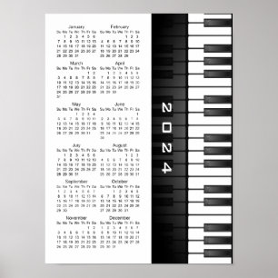 Piano Toetsenbord Ontwerp 2024 Muurkalender Poster