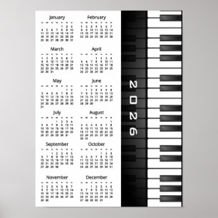 Piano Toetsenbord Ontwerp 2026 Muurkalender Poster