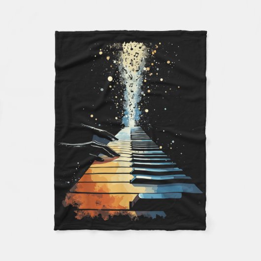 Piano Toetsenbord Pianist Fleece Deken (Voorkant)