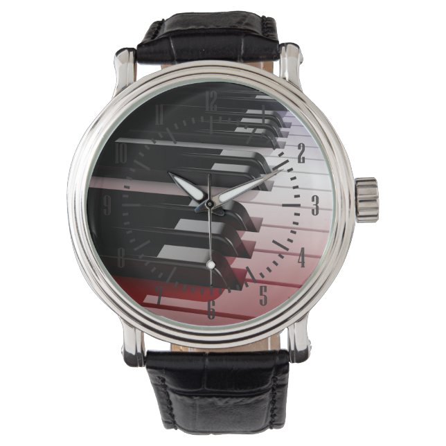 Piano Toetsenbord Rood Wit en Blauw Horloge (Voorkant)