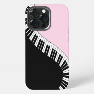 Piano Toetsenbord Zwart en Wit Muziek Design Roze iPhone 13 Pro Hoesje
