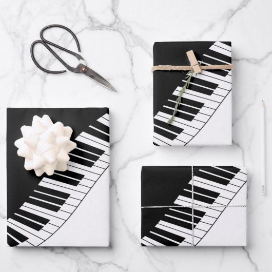 Piano-toetsenbord - Zwart en wit muziekontwerp Inpakpapier Vel (Voorkant)