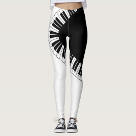 Piano-toetsenbord - Zwart en wit muziekontwerp Leggings