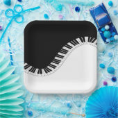 Piano-toetsenbord - Zwart en wit muziekontwerp Papieren Bordje (Feest)