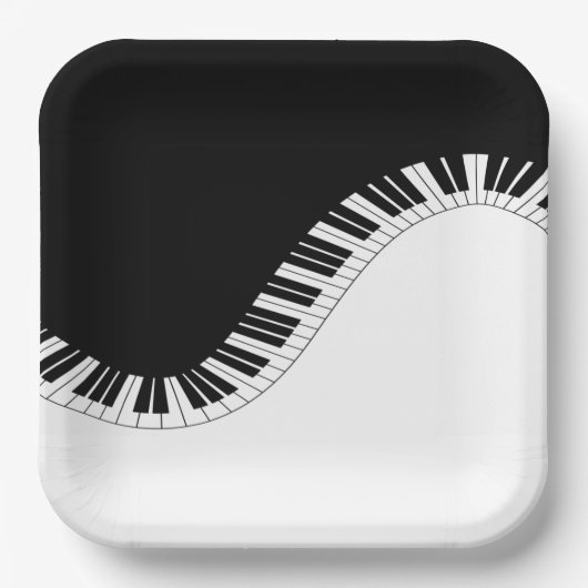 Piano-toetsenbord - Zwart en wit muziekontwerp Papieren Bordje (Voorkant)