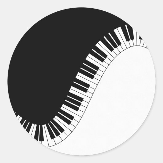 Piano-toetsenbord - Zwart en wit muziekontwerp Ronde Sticker (Voorkant)