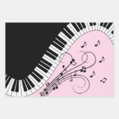 Piano-toetsenbord zwart en wit muziekontwerp roze inpakpapier vel (Voorkant 2)