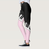 Piano-toetsenbord zwart en wit muziekontwerp roze leggings (Links)