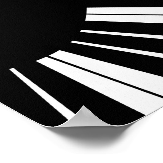 Piano-toetsenbord zwart en wit muziekontwerp roze poster (Hoek)