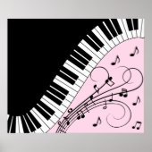Piano-toetsenbord zwart en wit muziekontwerp roze poster (Voorkant)