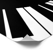 Piano-toetsenbord zwart en wit muziekontwerp roze poster (Hoek)