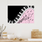 Piano-toetsenbord zwart en wit muziekontwerp roze poster (Keuken)
