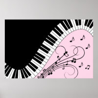 Piano-toetsenbord zwart en wit muziekontwerp roze