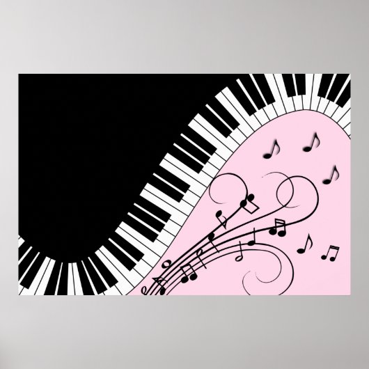 Piano-toetsenbord zwart en wit muziekontwerp roze poster (Voorkant)