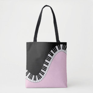 Piano-toetsenbord zwart en wit muziekontwerp roze tote bag