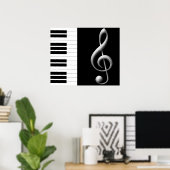 Piano Treble Clef Poster (Thuiskantoor)