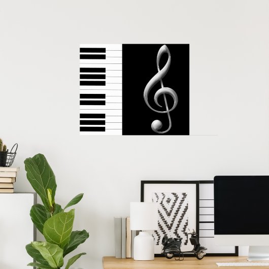Piano Treble Clef Poster (Thuiskantoor)