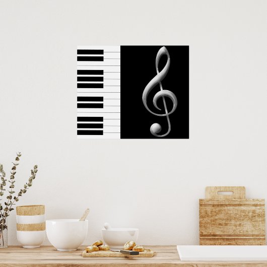 Piano Treble Clef Poster (Keuken)