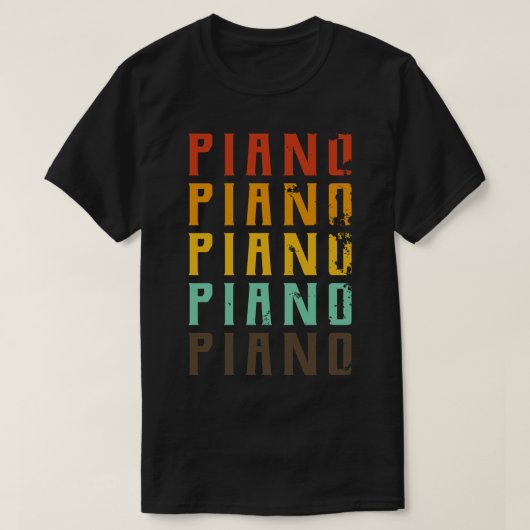 Piano typo pianist cadeau idee t-shirt (Design voorkant)