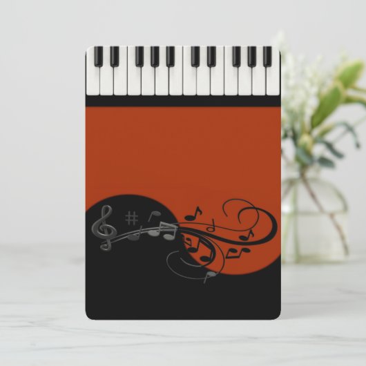 Piano-uitnodiging Kaart (Staand voorkant)