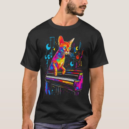 Piano van de Abyssijnse kat T-shirt (Voorkant)
